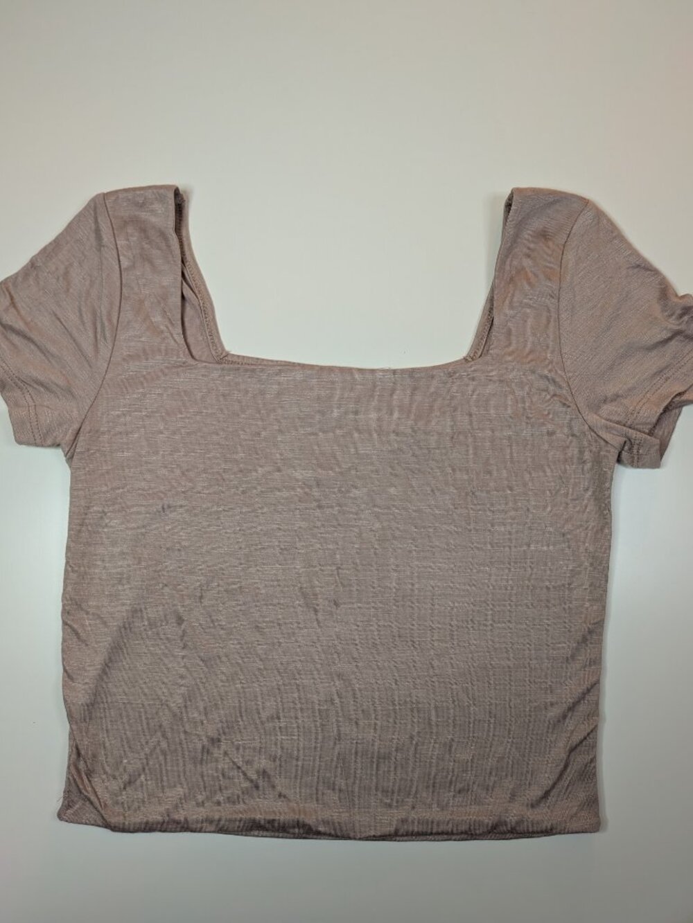 Starlet Women’s Small Taupe Square Neck Short Sleeve Stretch Top NWT